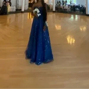 david's bridal blue prom dress Off Shoulder Floral Print Ruffle A-Line Prom Dress  FancyVestido